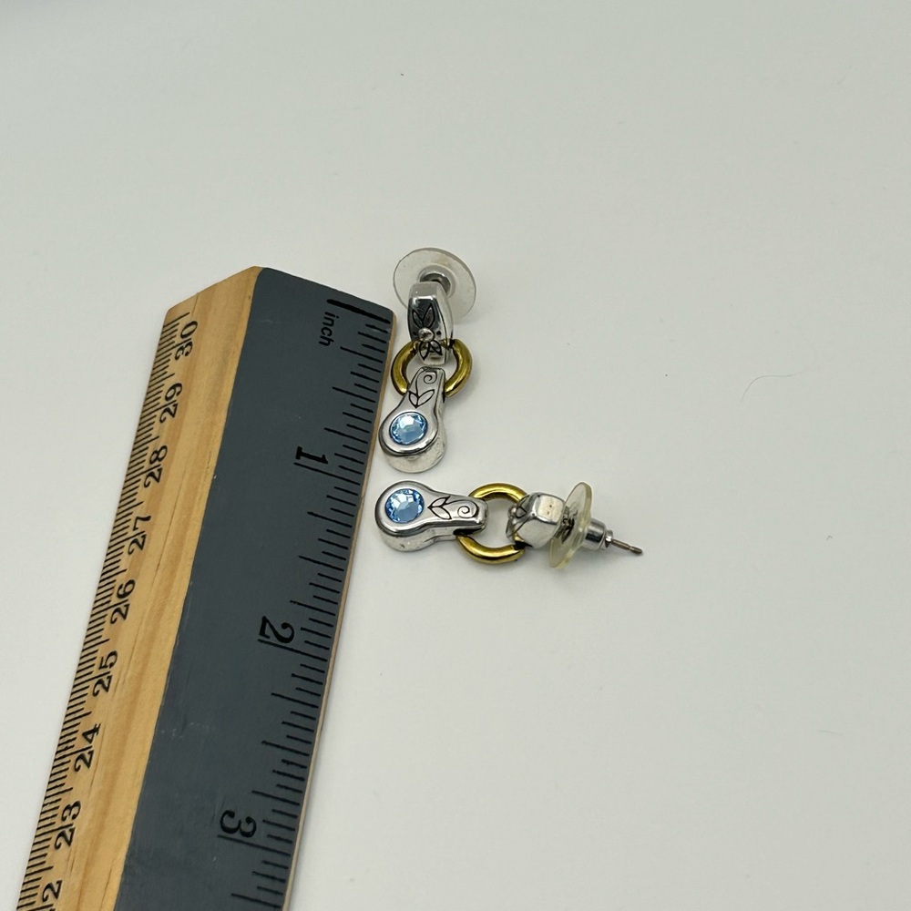 Brighton Celestial Blue Bracelet & Earrings Set Blue Crystals Two-tone Links - Picture 11 of 13